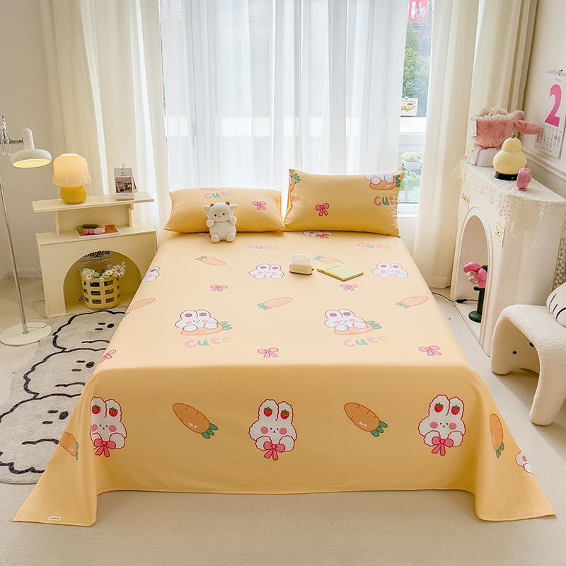 Cute Bear Pattern Bed Sheet Set Cartoon Style 100% Cotton Soft Bed Linen for Kids Boys Girls Bedroom Decoration Bedding Set