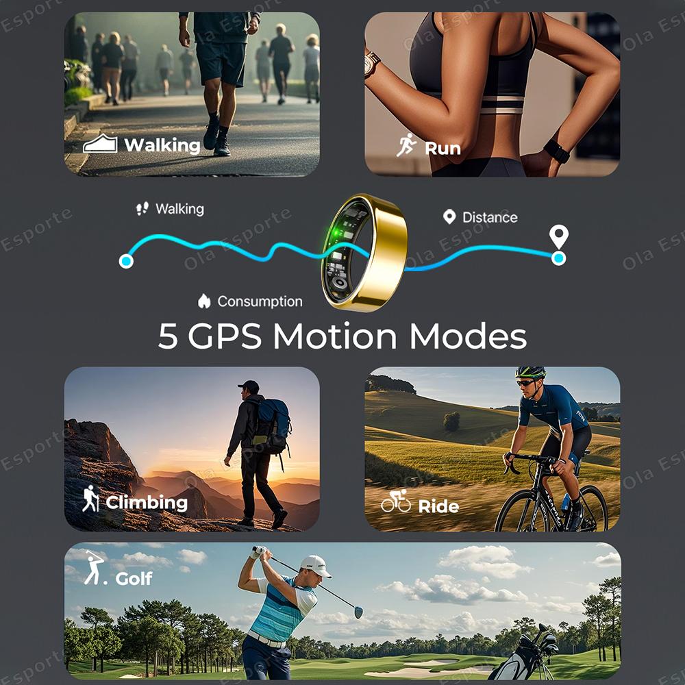 New Smart Ring Men Women, Heart Rate Blood Oxygen and Sleep Monitor Smartring IP68 & 5ATM Waterproof, Multi-sport Mode Ring