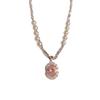 Pink Zircon Pendant Broken Silver Pearl Fashion Clavicle Chain Necklace