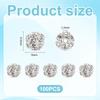 100Pcs Brass Rhinestone Beads, Round, Silver, 6x6.5mm, Hole: 1.2mm