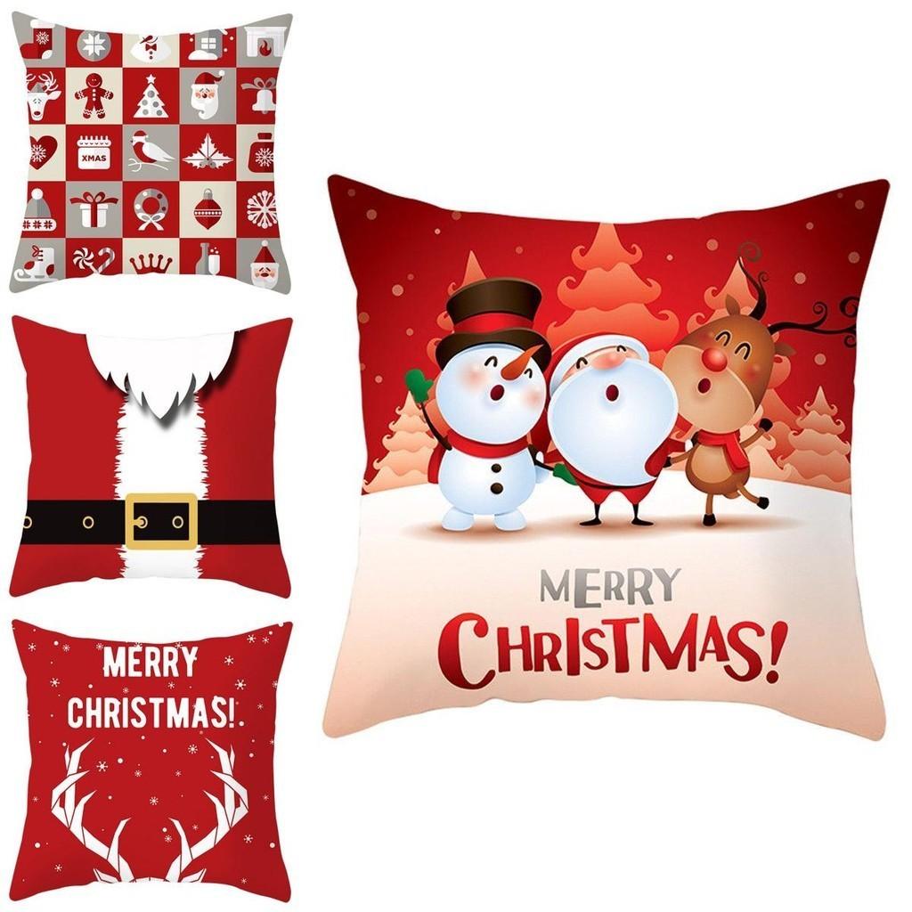 Festive Christmas Red Pillow Case Luxurious Cushion Cover For Cheerful Home Decor