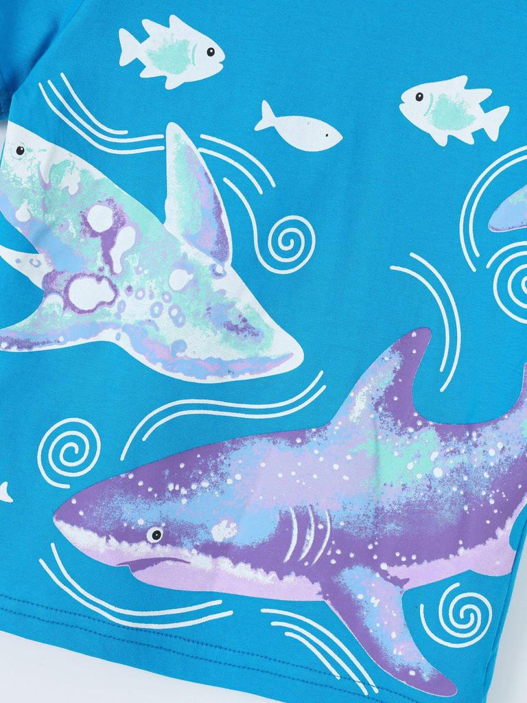 Boys' Whale Print Round Neck Summer T-shirt - European American Fashion Style