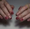 24 Pcs Pure Rose Red French Flower Short Almond Press On Nails Removable False Nails For Women Daily Wear