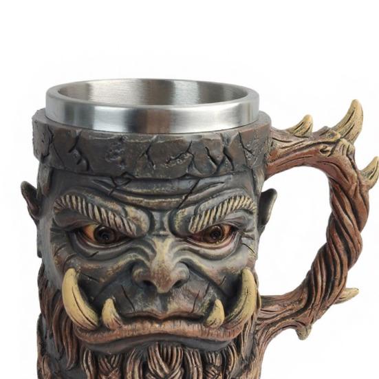 Kaffeebecher aus Kunstharz mit Steintextur und gotischem Design, originelles Trinkgefäß für Wasser, Bier und Tee, einzigartiges Geschenk für Fantasy- und Dark-Art-Fans