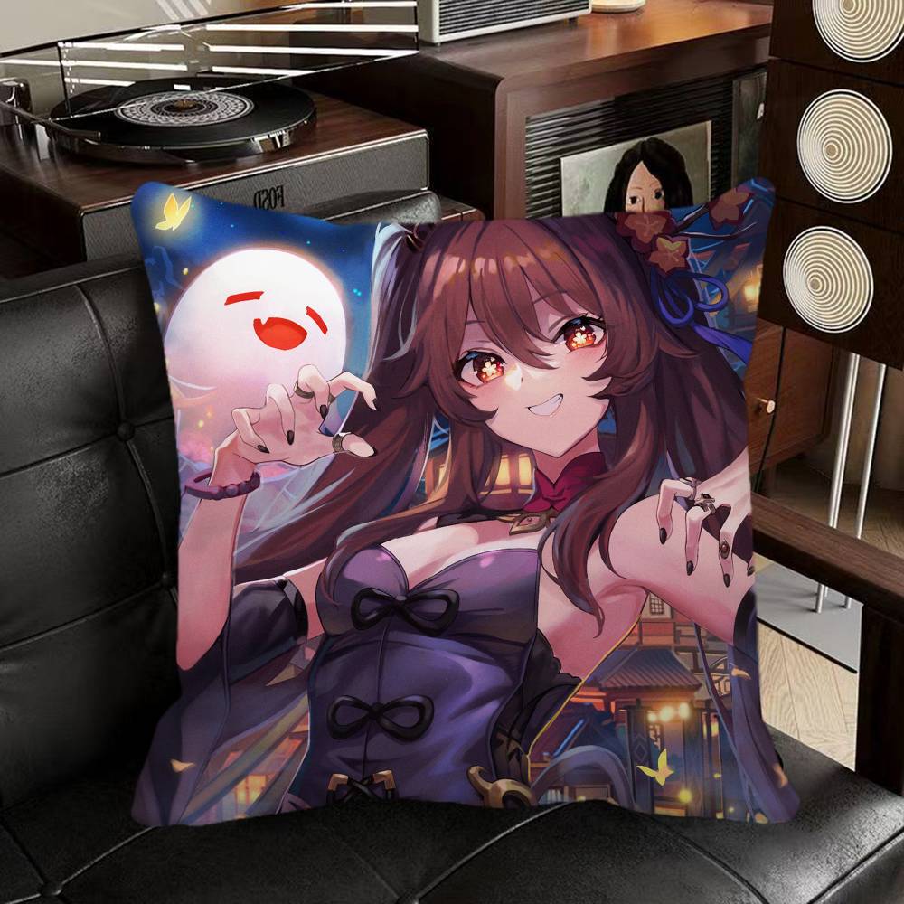 Genshin Impact Hu Tao Game Pillow Case Square Pillow Bedroom Sofa Leisure Comfort Cushion Car Home Decoration