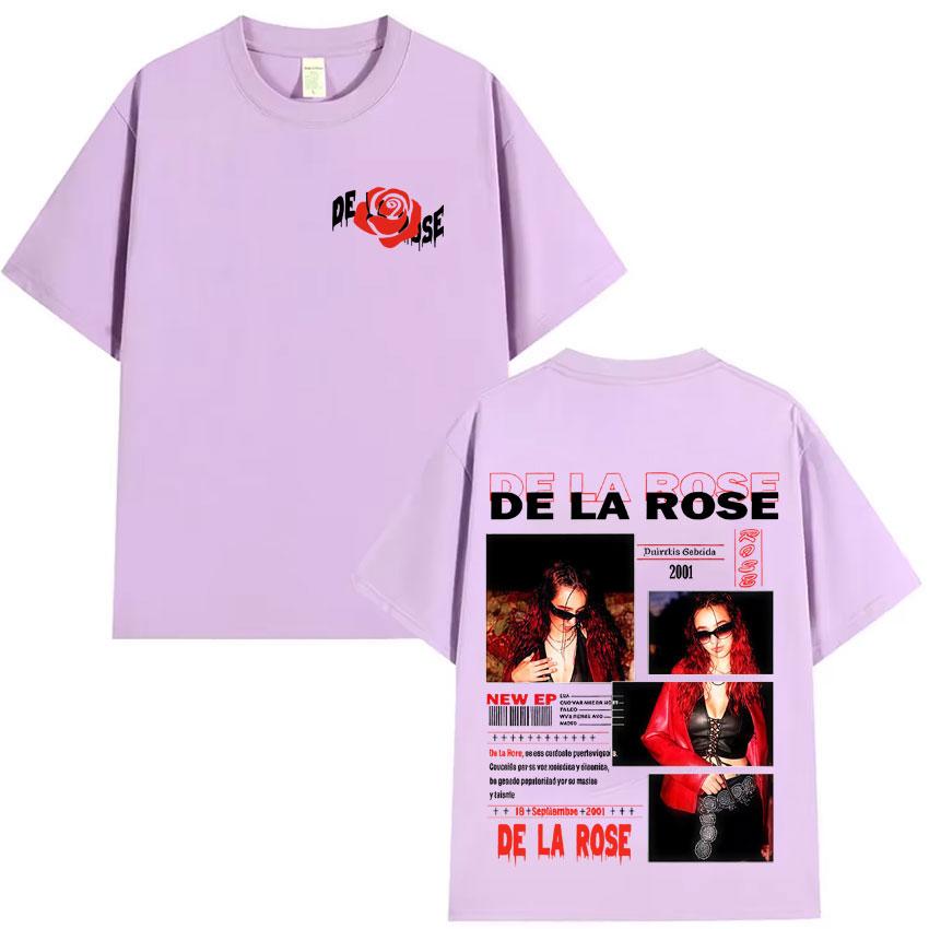 De La Rose Album Trendy Double Sided Print Tshirt Mens High Quality Oversized Tee Shirt Harajuku Casual Cozy T Shirt Streetwear