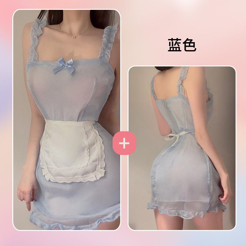 Sexy Lingerie Emotional Uniform Suspender Hottie Apron Maid Cosplay Pure Lust Cute Maid Nightdress Set