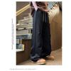 Men's Beige Wide Leg Drawstring Cargo Pants - Oversized Streetwear Baggy Trousers with Pockets