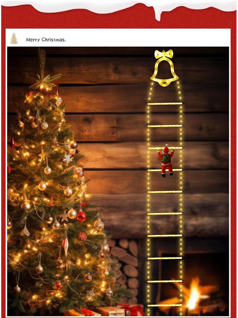 LED Santa Climbing Ladder Christmas Tree String Lights