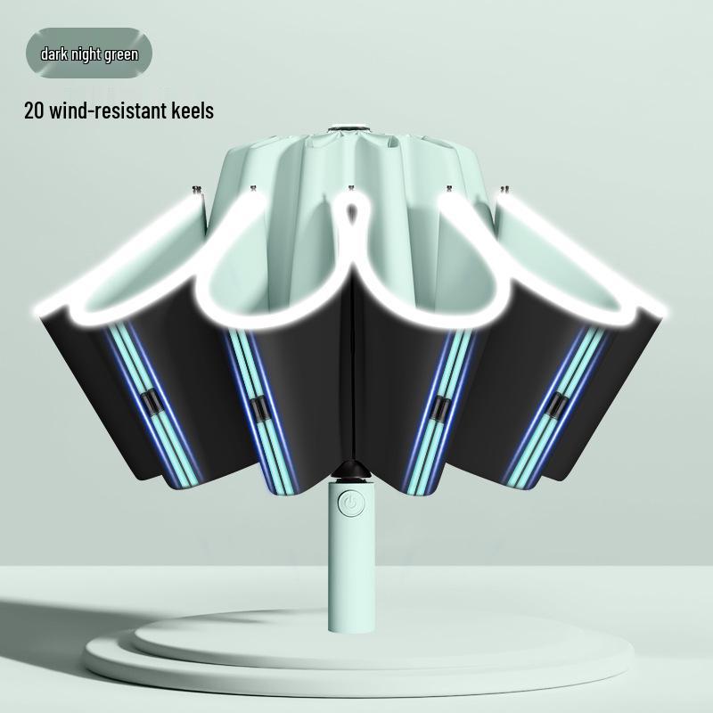 24-Bone Automatic Windproof Folding Umbrella for Men, Rain or Shine, with UV Sun Protection