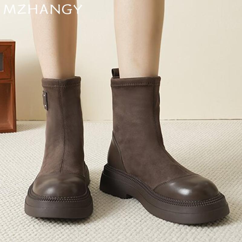 Fashion Flats Women Ankle Boots Winter Suede Platform Casual Cozy Walking Shoes Woman 2024 Trend Fashion Dress Designer Mujer Zapatillas