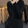 Women Sweaters Pullovers 2025 Autumn Winter Long Sleeve V-Neck Black Knitted Sweater Women Tops Pullover JJ137