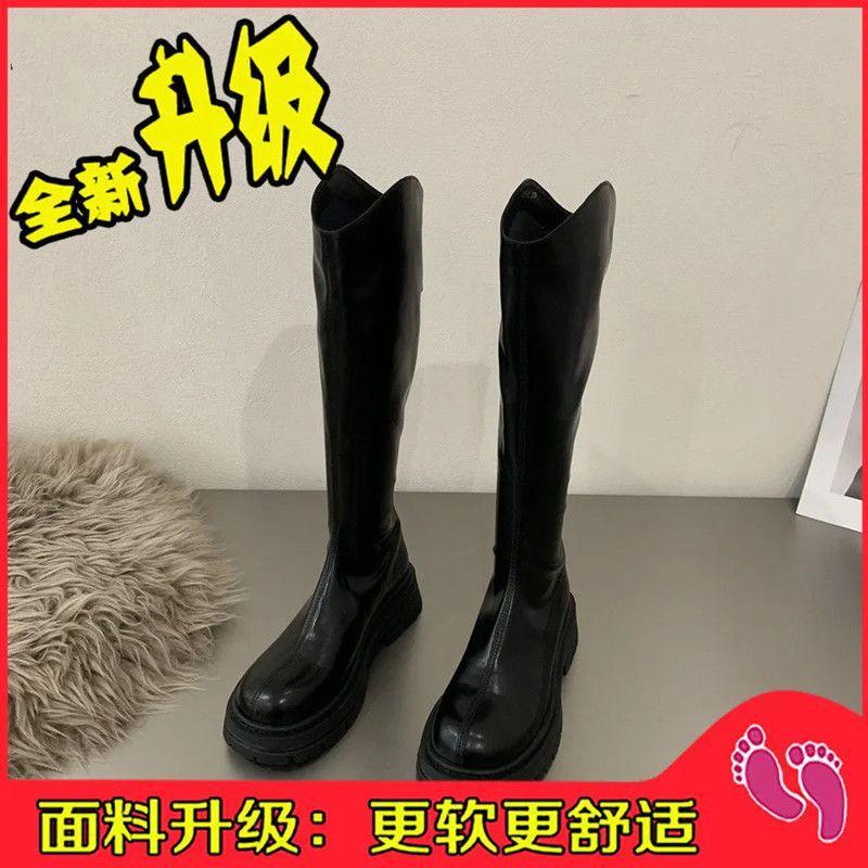 High boots women's autumn and winter 2025 new Korean version versatile boots rear zipper thin boots but knee mid boots
