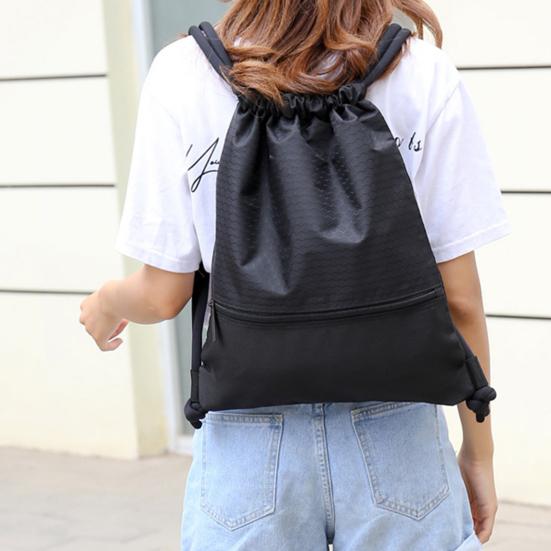 Nylon Drawstring Bag Lightweight Waterproof Double Strap Drawstring Backpack for Outdoor