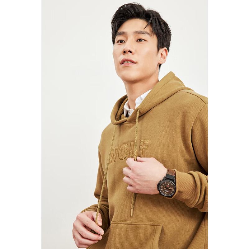 SEPTWOLVES Men's Fleece-Lined Letter Hooded Sweatshirt