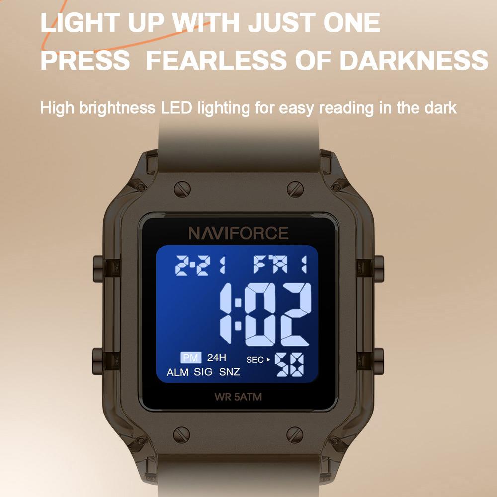 NAVIFORCE Women's Casual DIgital Watch Day Date Night Pattern Waterproof Alarm Silicone Strap Lady Girls Fashion Accessories Watch NF6105