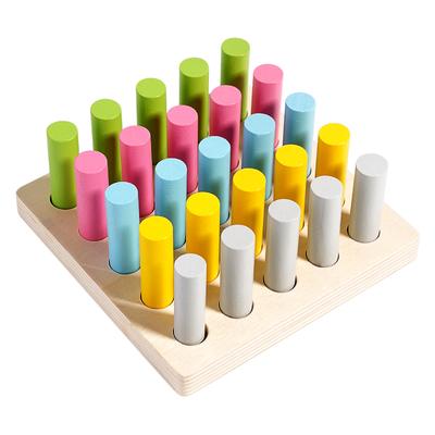 Montessori Frühförderung für Kinder Holz Buntes Steckbrett Hand-Auge-Koordinationstraining Farbkognitive Lernspielzeuge