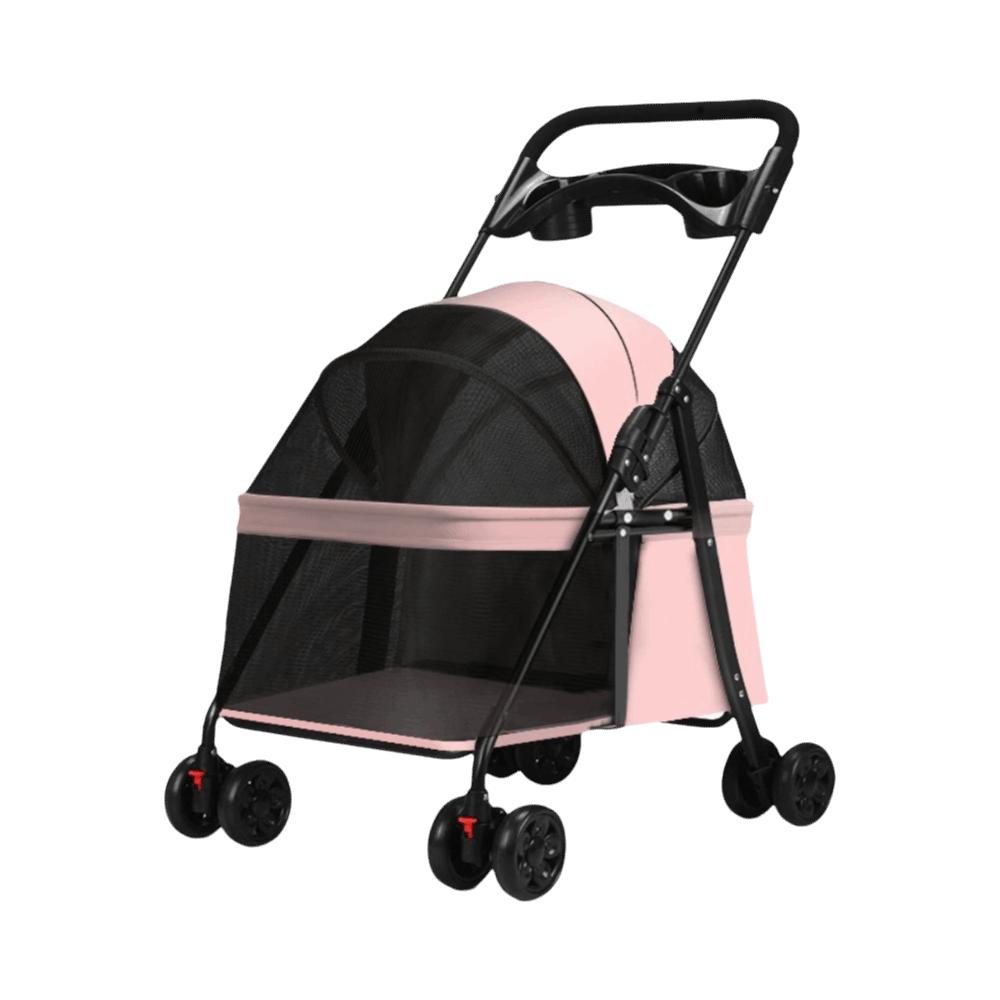 Dog Stroller Foldable Pet Stroller 4 Wheels Dog & Cat Pet Trolley Carrier Steel Frame Compact Pet Push Cart City Walks