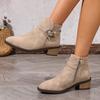 Women Ankle Boots Platform Lace Up Thick Heel Round Toe Short Boots Women Autumn Winter Fashion Back Zipper Botas Plus Size 43