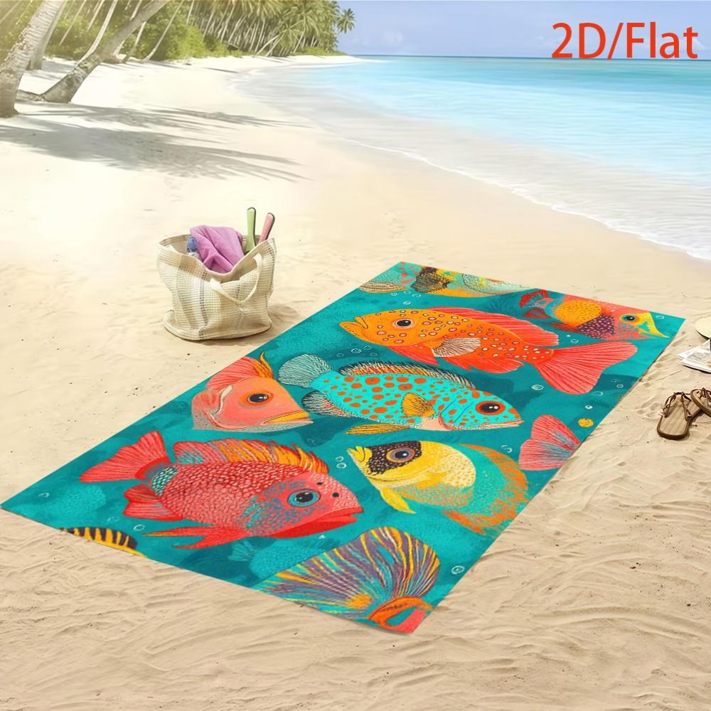 Colorful Fish Oversized Microfiber Towel, Soft Lightweight Sand Free for Travel Picnic