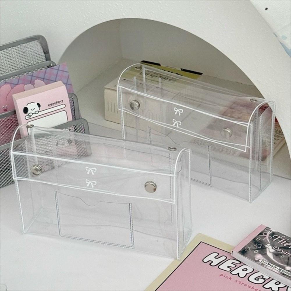 Large Capacity Transparent Pen Bag Clear Cosmetic Bag Portable Stationery Organizer  Students Use