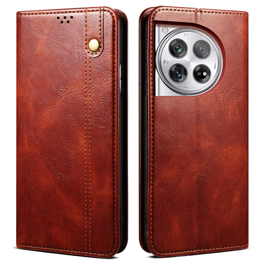 For OnePlus Ace 3 5G/12R 5G Case Waxy Crazy Horse Texture PU Leather Cover Phone Wallet