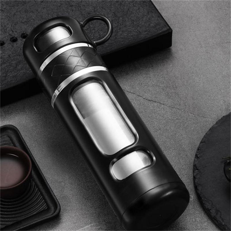 520ML Tea Water Bottle With Tea Filter High Borosilicate Glass Tea Water Separation Water Cup Portable Filtering Bottle Tumbler 520ml чёрный