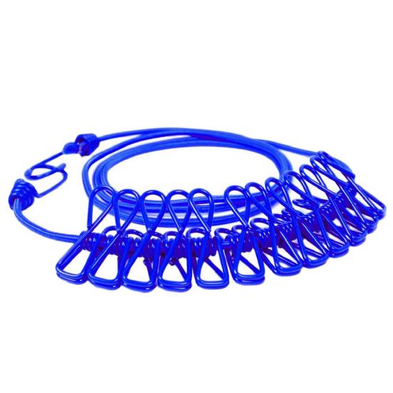 180cm Elastic Outdoor Clothesline Pants Laundry Drying Hanger Rope with 12 Clips