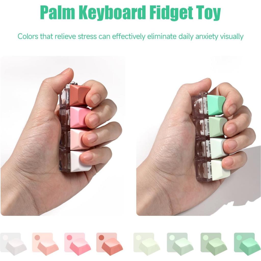 Keyboard Fidget Toy With Led Light Keyboard Fidget Keychain 4-in-1 Keyboard Decompression Button Stress Relief Fidget Gifts