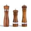 Oak Wood Pepper Grinder for Sea Salt and Sichuan Pepper - Manual Glass Seasoning Bottle