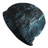 A Men'S Street Style Sci-Fi Creature-Themed Knitted Hat - Featuring a Dark Mechanical Alien Pattern, Made from Durable Knitted Fabric, Comfortable And