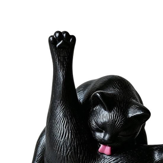 3D Printed Licking Butt Cat Figurine, Funny Black White Kitten Statue, Animal Sculpture Desktop Decoration for Home Office Bookshelf