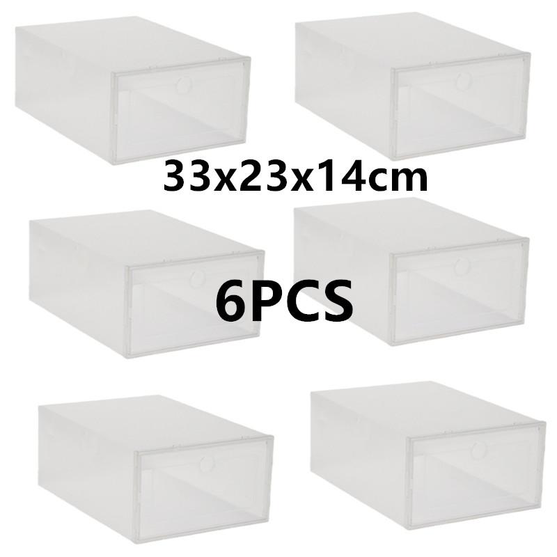 1/6PCS 33x23x14cm Plastic Shoes Case Drawer Case Thickened Transparent Shoebox Shoe Organizer Plastic Shoe Boxes Stackable Box