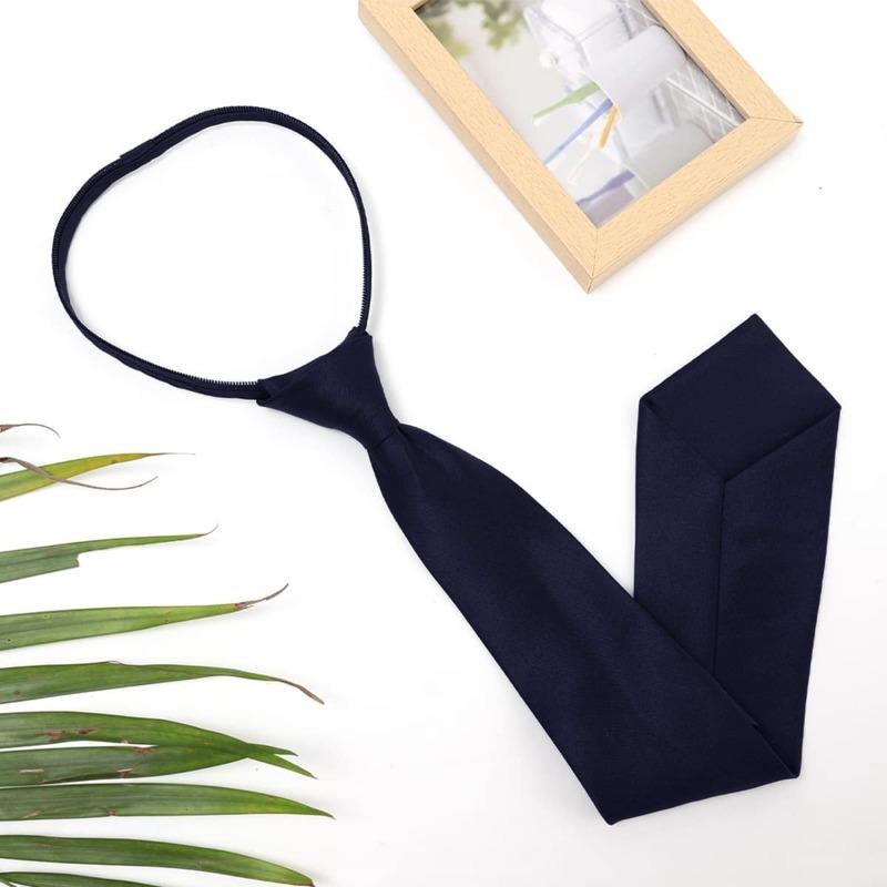 Unisex Black Simple Clip on Tie Security Tie Uniform Shirt Suit Neckties Steward Matte Lazy Neck Ties Men Women Students