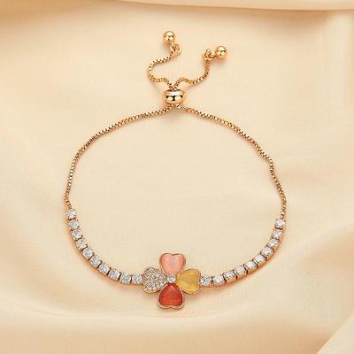 Exquisite Clover Color Diamond Mozambique Stone Bracelet, Fashionable and Compact, Elegant and Versatile