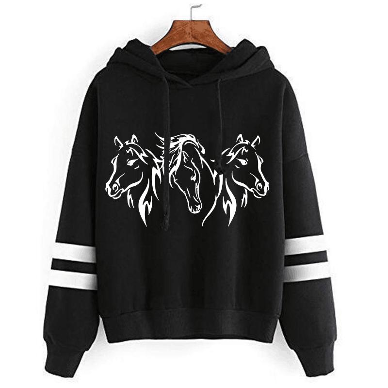 

New Men S Women S Winter Autumn Fashion Hooded Horse Head Casual Long Sleeve Hoody Hoodies Sweatshirts Loose Pullover 3XL
