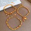 24K Real Gold Electroplated Chinese Style Geometric Round Beaded Bracelet Light Luxury High-end Bracelet Personalized Jewelry