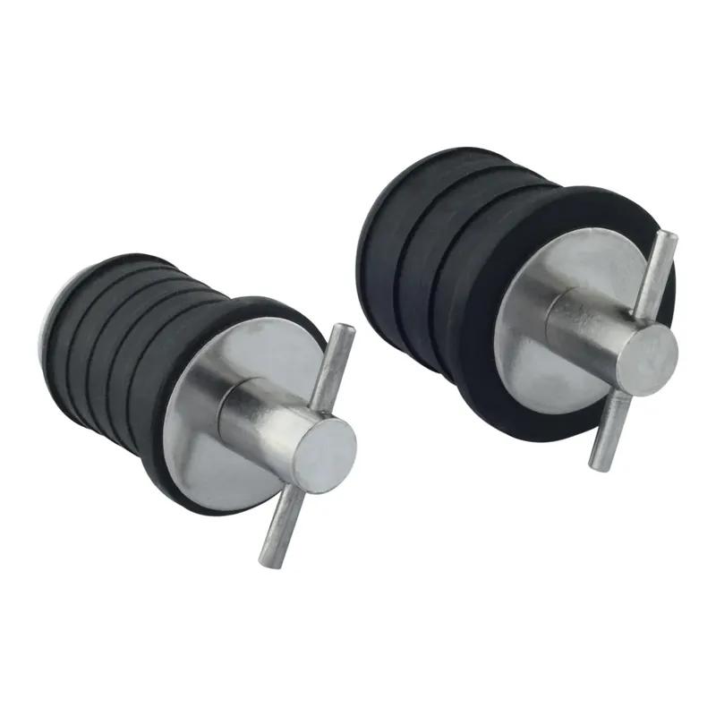 2pcs Stainless Steel 304&Rubber T-Handle Twist Type Drain Plug for 1" 25MM / 1-1/4" 32MM Drain Hole On Marine Boat Yacht Transom