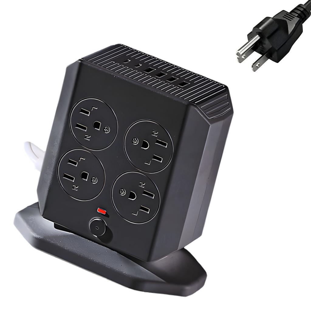 Space Saving Electrical Outlet Organizers 8 Outlets Vertical Design Charging Station Tower for Workstations and Home Use