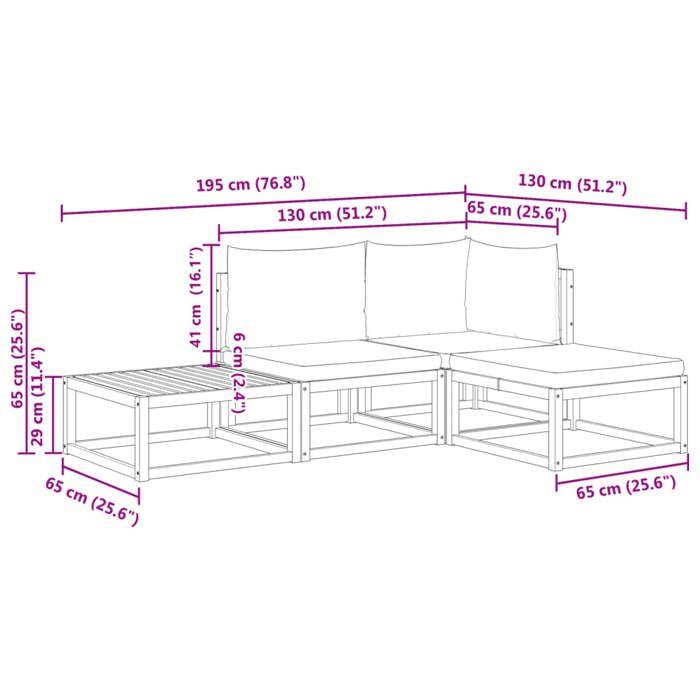VidaXL 4-piece Garden Sofa Set with Cushions In Acacia Wood and Rope 3278824