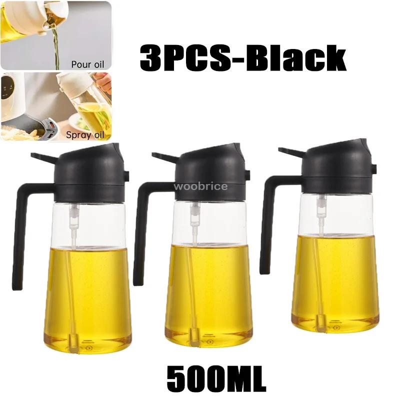 2in1 Oil Sprayer Plastic Bottle for Cooking Anti-leakage Olive Oil Storage Bottle for BBQ Air Fryer Steak Salad Kitchen Supplies