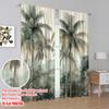 2pcs,2D Plane Printing Curtain Fabric Tropical Vibes Durable Polyester (without Rod) All Seasons Ldeal for Bedroom and Various