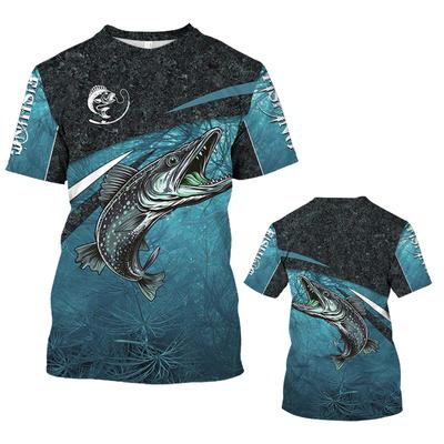 Fish T-Shirt For Men Fishing Graphic Tee 3D Print Short Sleeve Tees Casual T Shirt Oversized Men's Clothing Tops Summer 2024 New