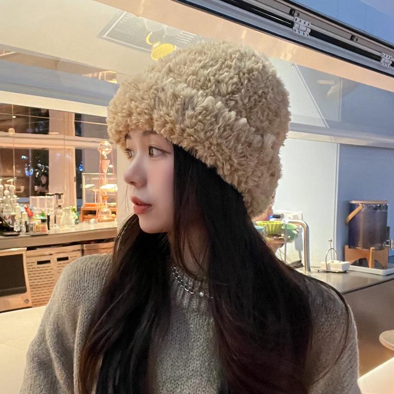 Recommended Soft Temperament Plush Wool Hat Women's Winter Warm White Cold Hat Knitted Hat Tide