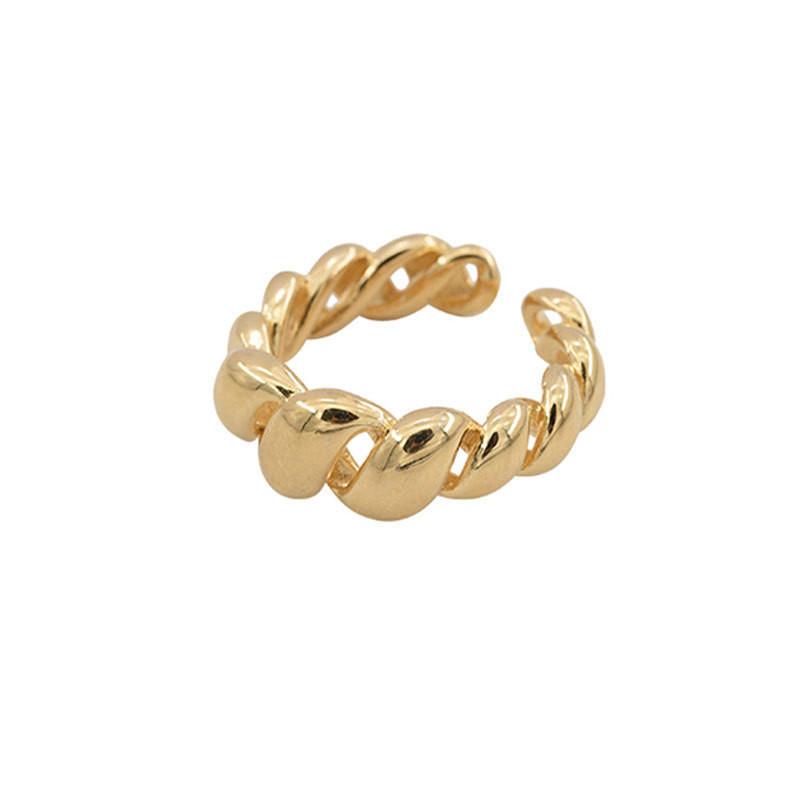 Korean Elegant Style Open Adjustable Metal Horn Ring For Women With Unique Design Geometry