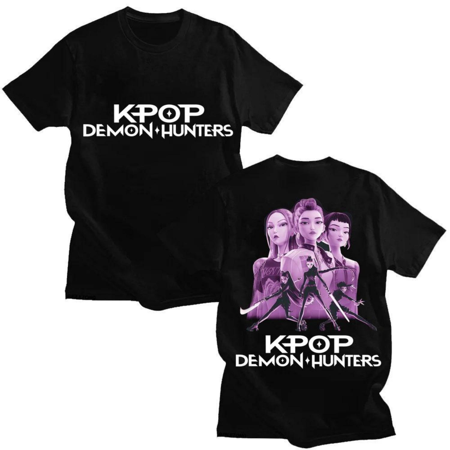 

Классическая K-pop футболка Охотники на демонов Руми Мира Зпей Мужская Женская Модная Популярная Винтажная Футболка Оверсайз Уютные Хлопковые Футболки Уличный Стиль S чёрный