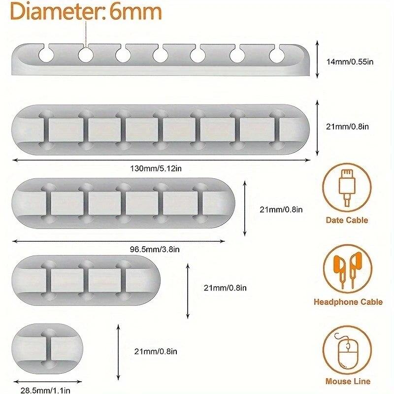 5 Packs/15 Slots Cable Clips - Cord Holders - Self Adhesive Cable Management Organizer - Home, Office,  Desk Accessories