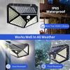 100 LED Solar Wall Lamp 4 Sides Luminous With Motion Sensor Outdoor Garden Courtyard Waterproof Wall Light