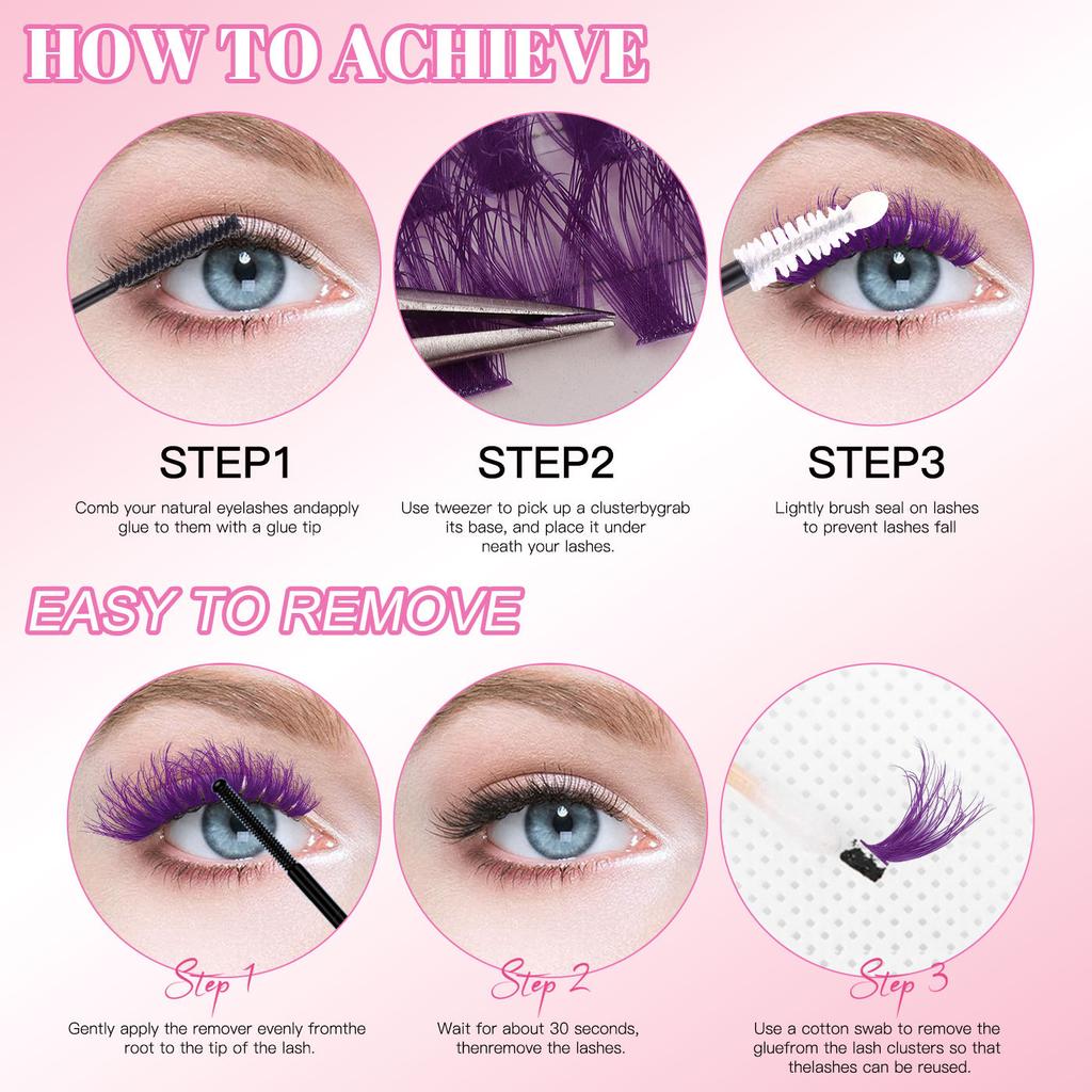 Color Single Cluster D Song False Eyelash Set 10-16Mmdiy Segmented Grafting Thick Eyelashes