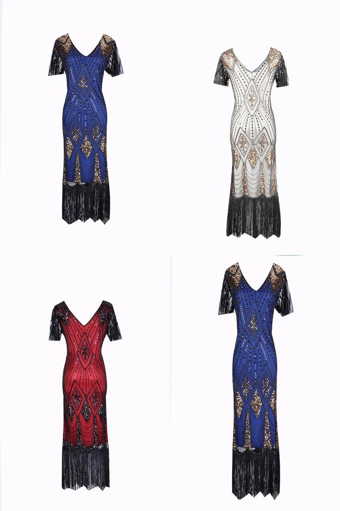 Elegant Womens Sequins Beaded Sleeveless Cocktail Dress For Timeless Evening Glamour
